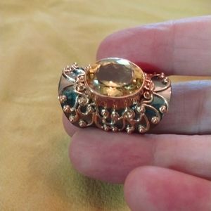 NWOT 925 Silver Citrine Rose Gold Ring Handmade Vintage Style One of a Kind